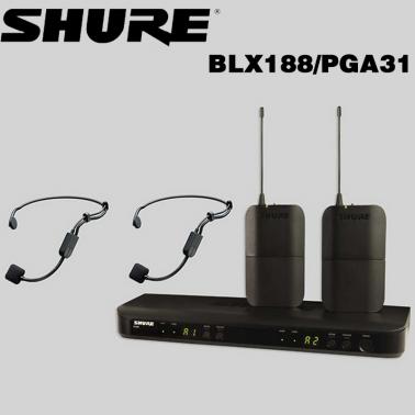 SHURE 舒尔 BLX188/PGA31 双头戴无线麦克风话筒 一拖二无线话筒