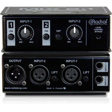 Radial MIX 2:1? 双声道音频合成混音器批发零售 隔离变压器 消除接地回路的噪声DI直插盒 吉他DI盒 Radial DI直插盒